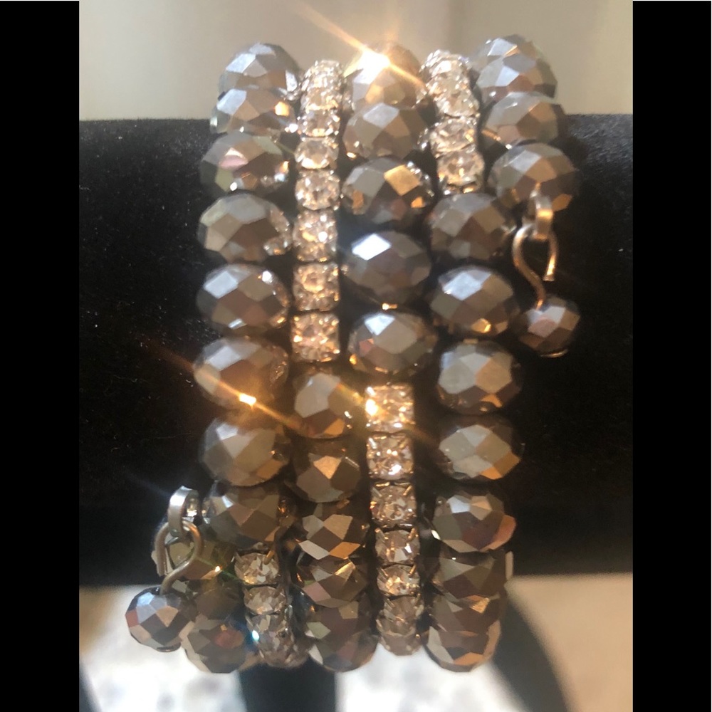 Multiple beaded wrap around bangle bracelet